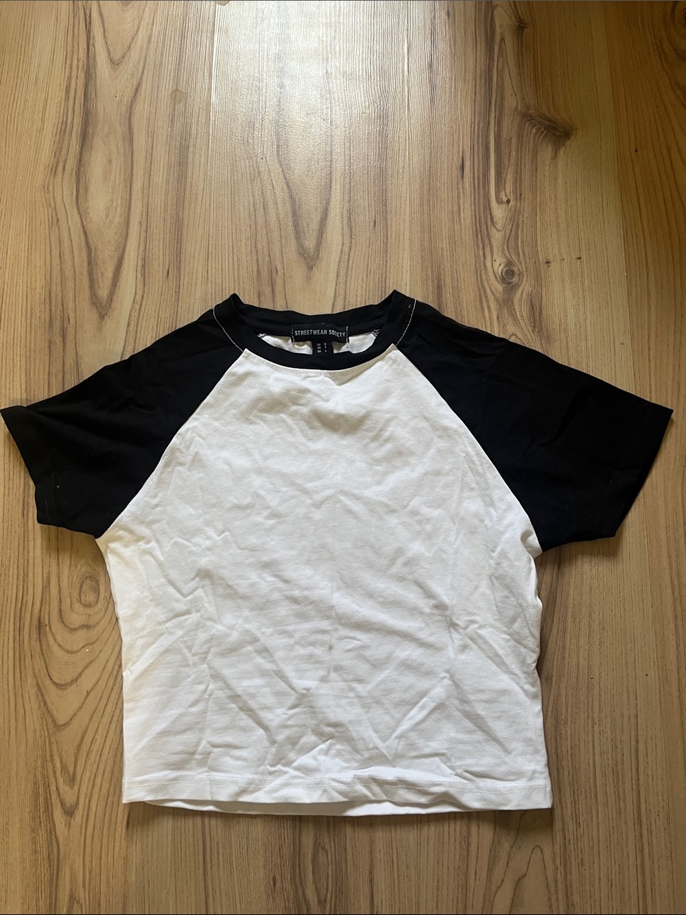 Streetwear Society Black & White Raglan Baseball Tee for Kids